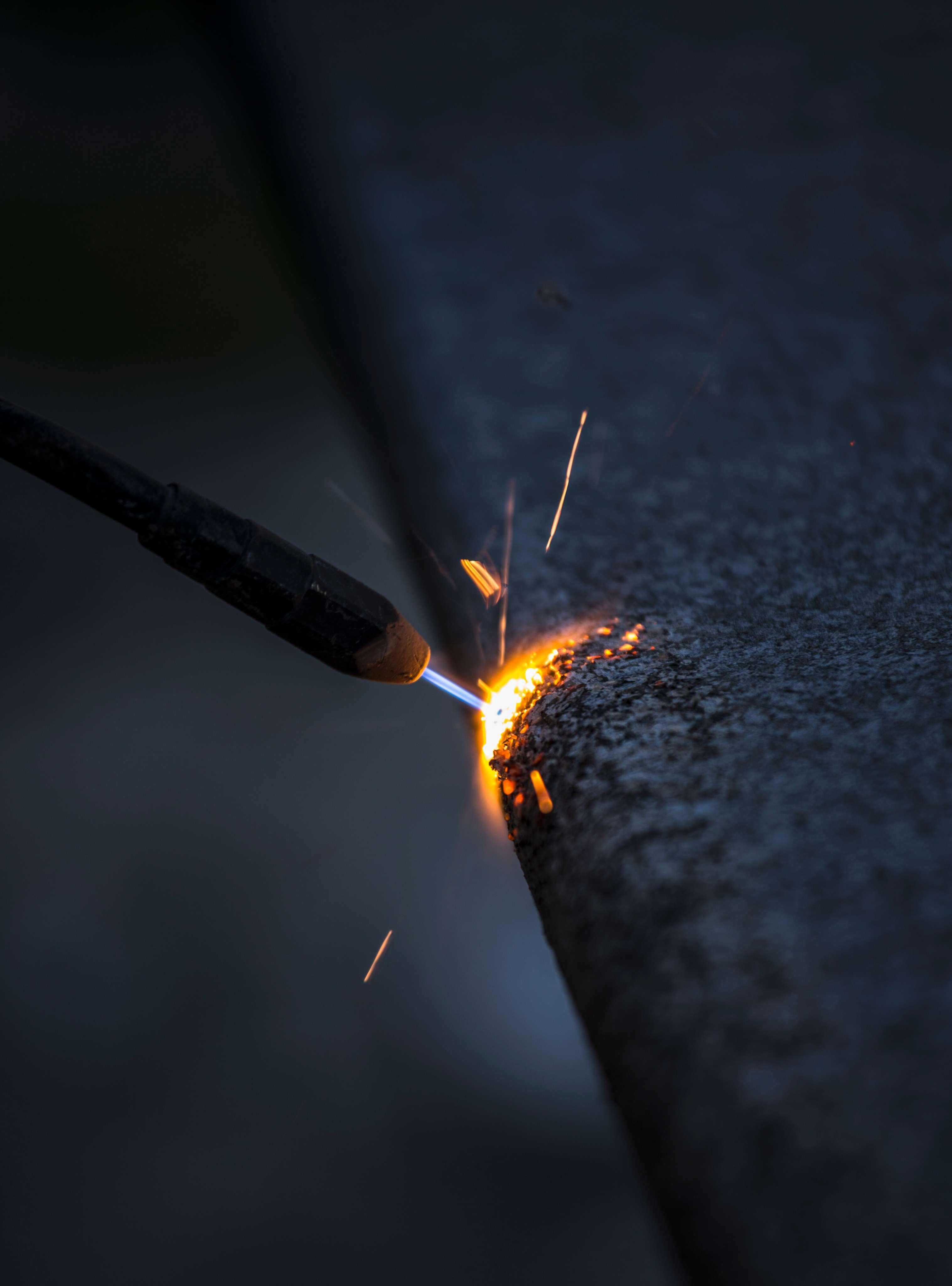 CNC plasma cutting machine close-up