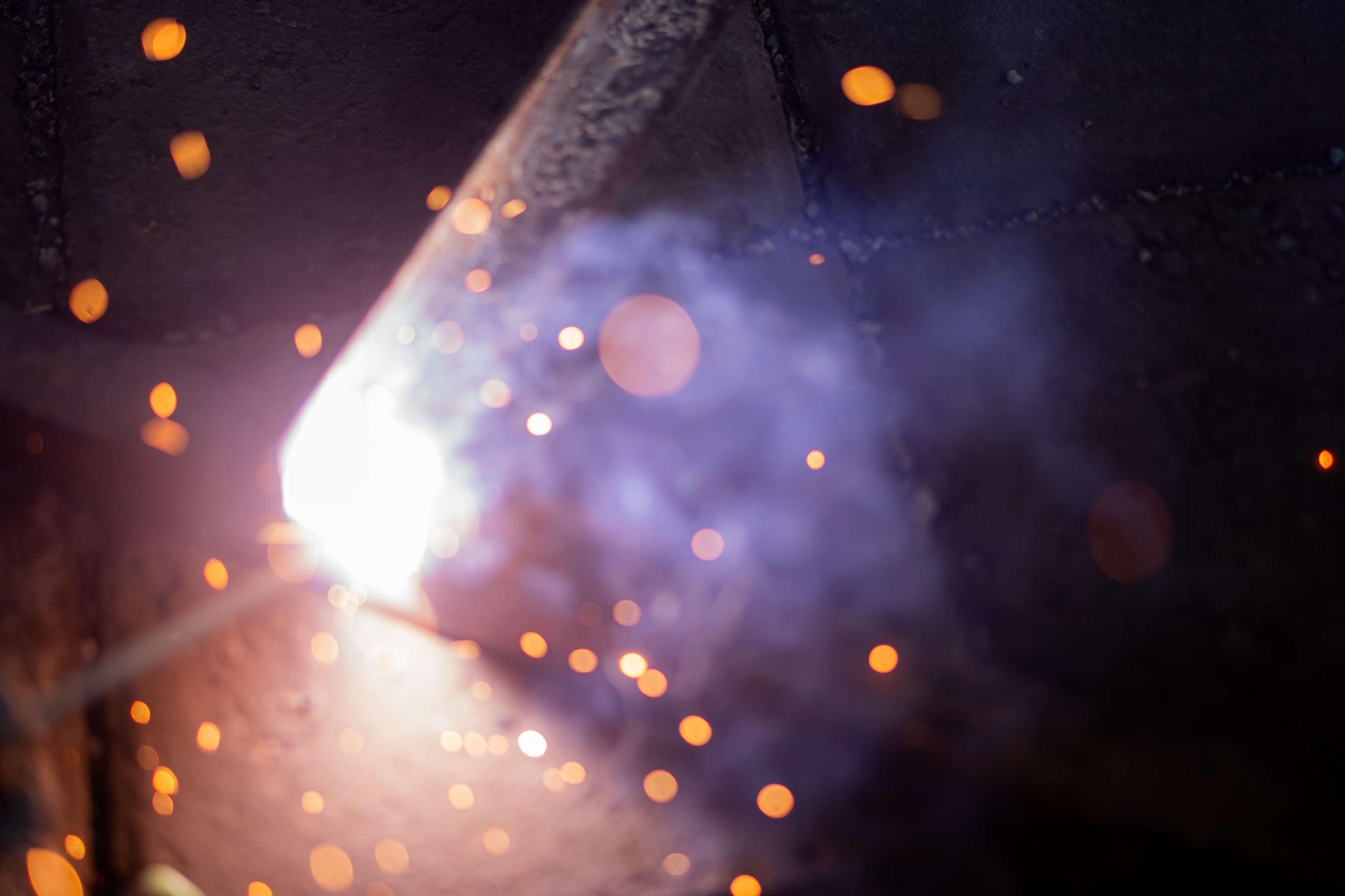 Welding metal rod close-up